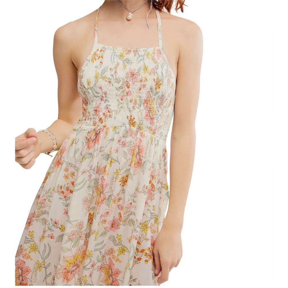 Free People Floral Midi Dress - White and Pink - Picture 4 of 9